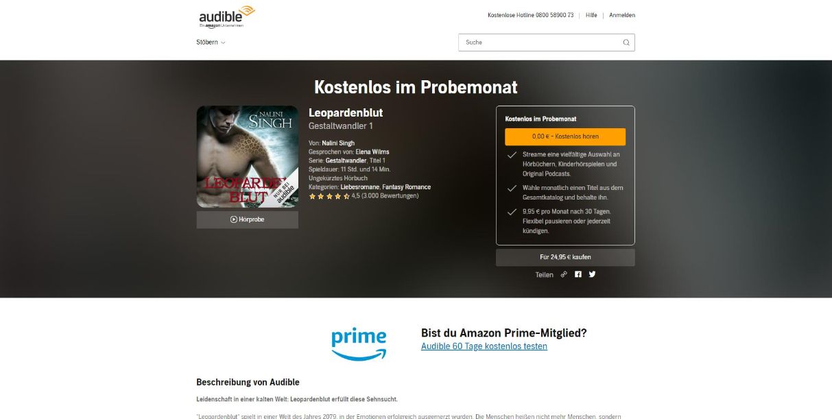 Leopardenblut Hörbuch kostenlos