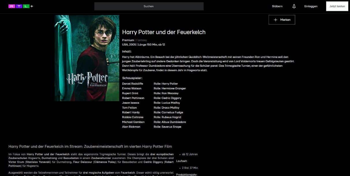 Harry Potter und der Feuerkelch kostenlos anschauen