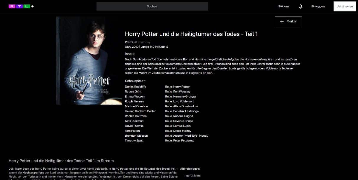 Harry Potter und die Heiligtümer des Todes - Teil 1 kostenlos