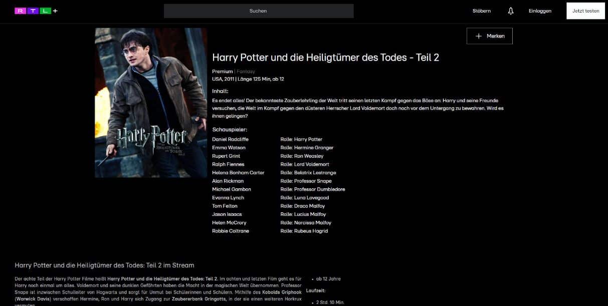 Harry Potter und die Heiligtümer des Todes - Teil 2 kostenlos