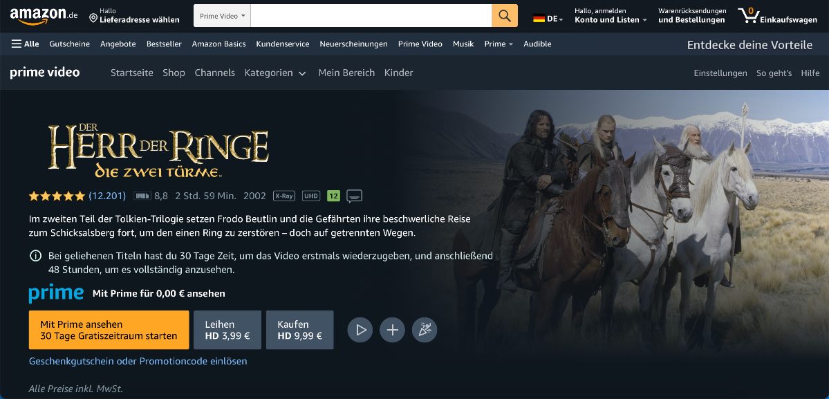 Der Herr der Ringe - Die zwei Türme kostenlos anschauen