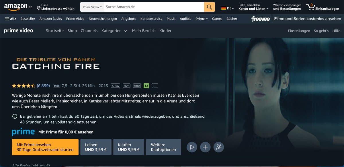 Die Tribute von Panem - Catching Fire kostenlos anschauen