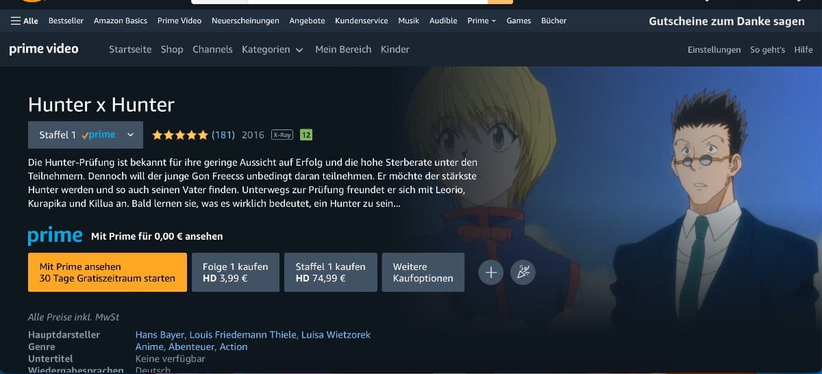 Hunter x Hunter kostenlos schauen