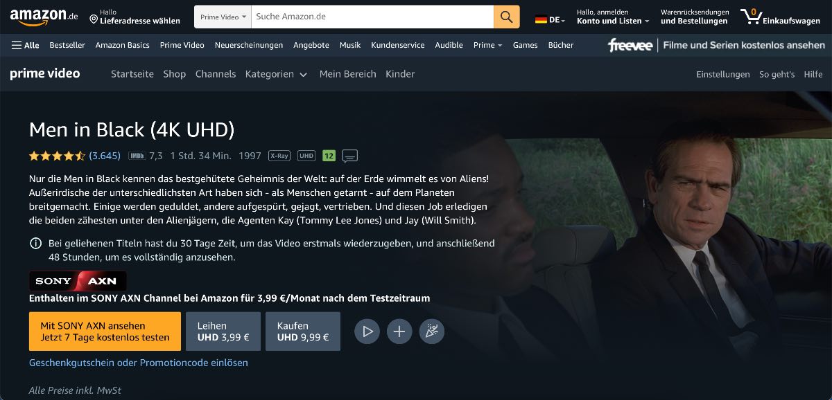 Men in Black kostenlos anschauen