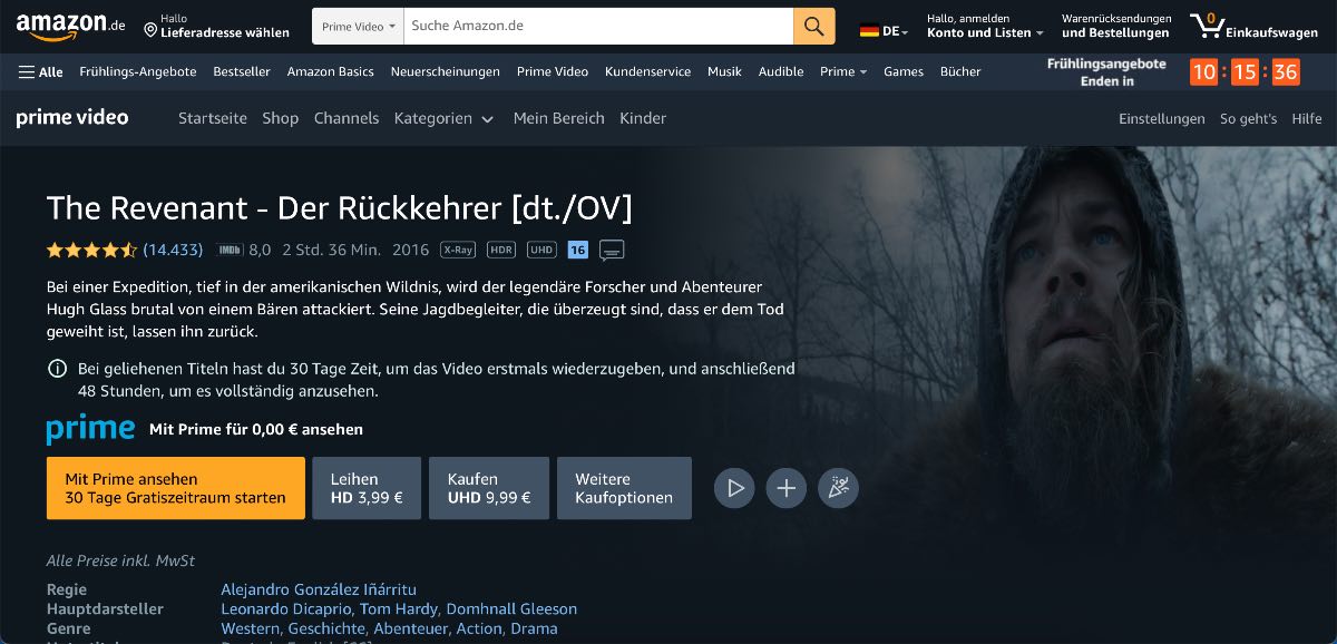 The Revenant kostenlos anschauen